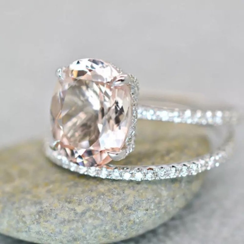 Champagne Zircon Ring 2 PCS/Set Size 6-10 - Picture 4 of 5